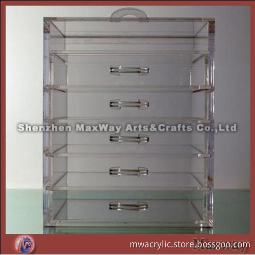 Modern Design Tabletop Acrylic Gift/Nail Polish Chest Cube with 5 Drawers